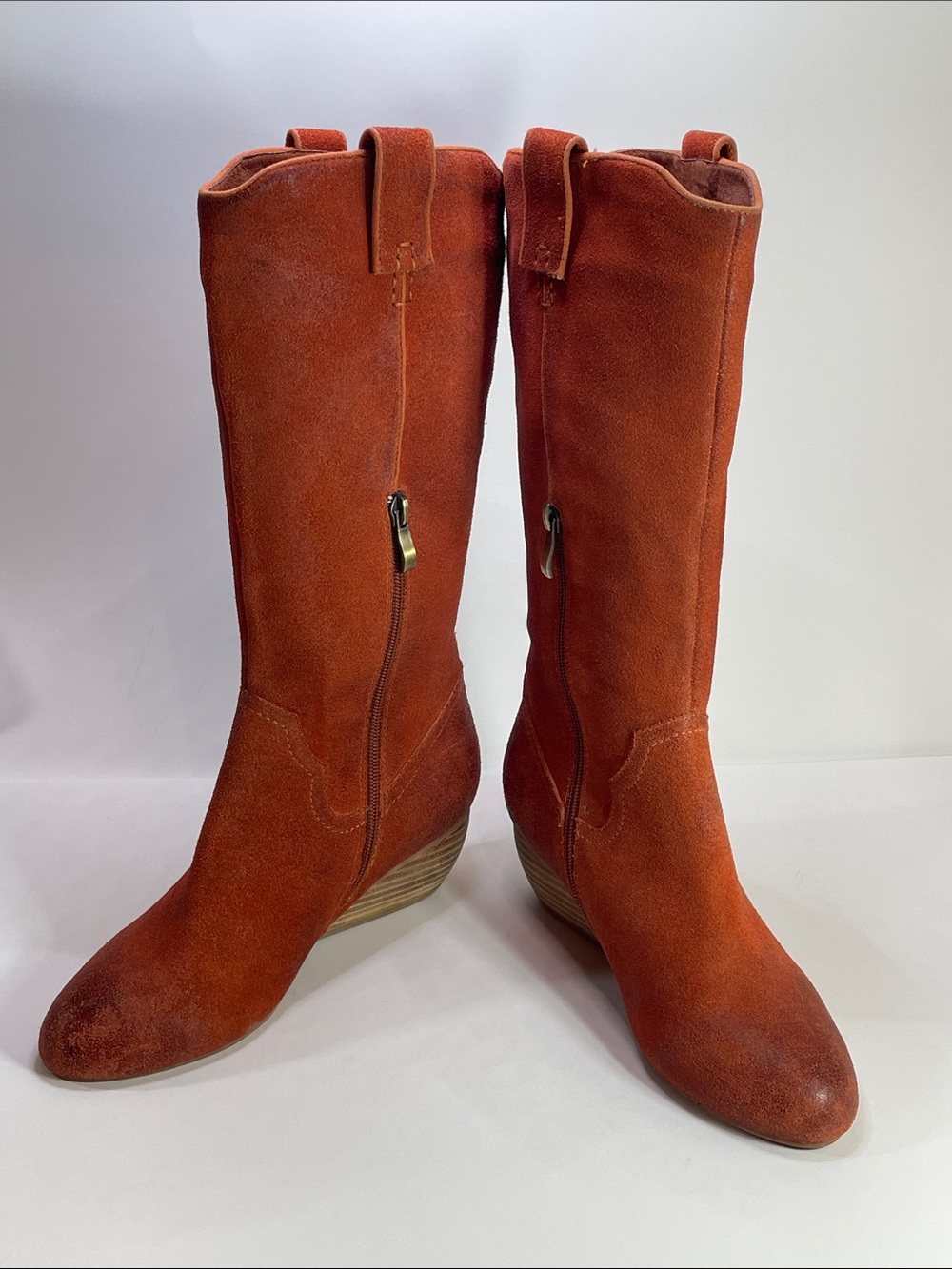 Antelope Women's Rust Suede Mid-Calf Boots - Stylish Zip Detail Size37